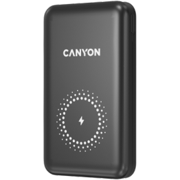 Baterie externa wireless Canyon PB-1001, 10.000 mAh, USB Type-C, Prindere magnetica, Negru